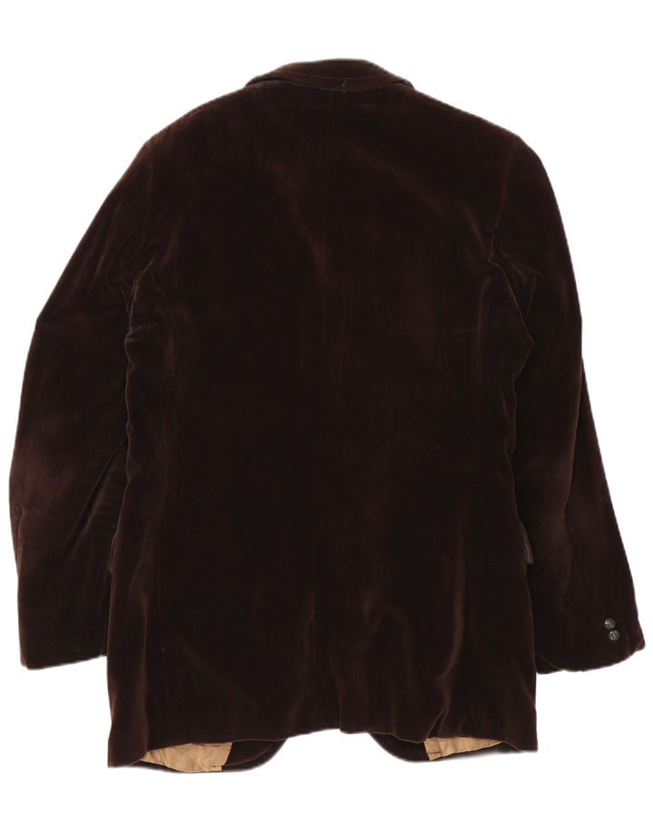 Винтажный мужской бархатный пиджак с 2 пуговицами IT 50, большой коричневый цвет