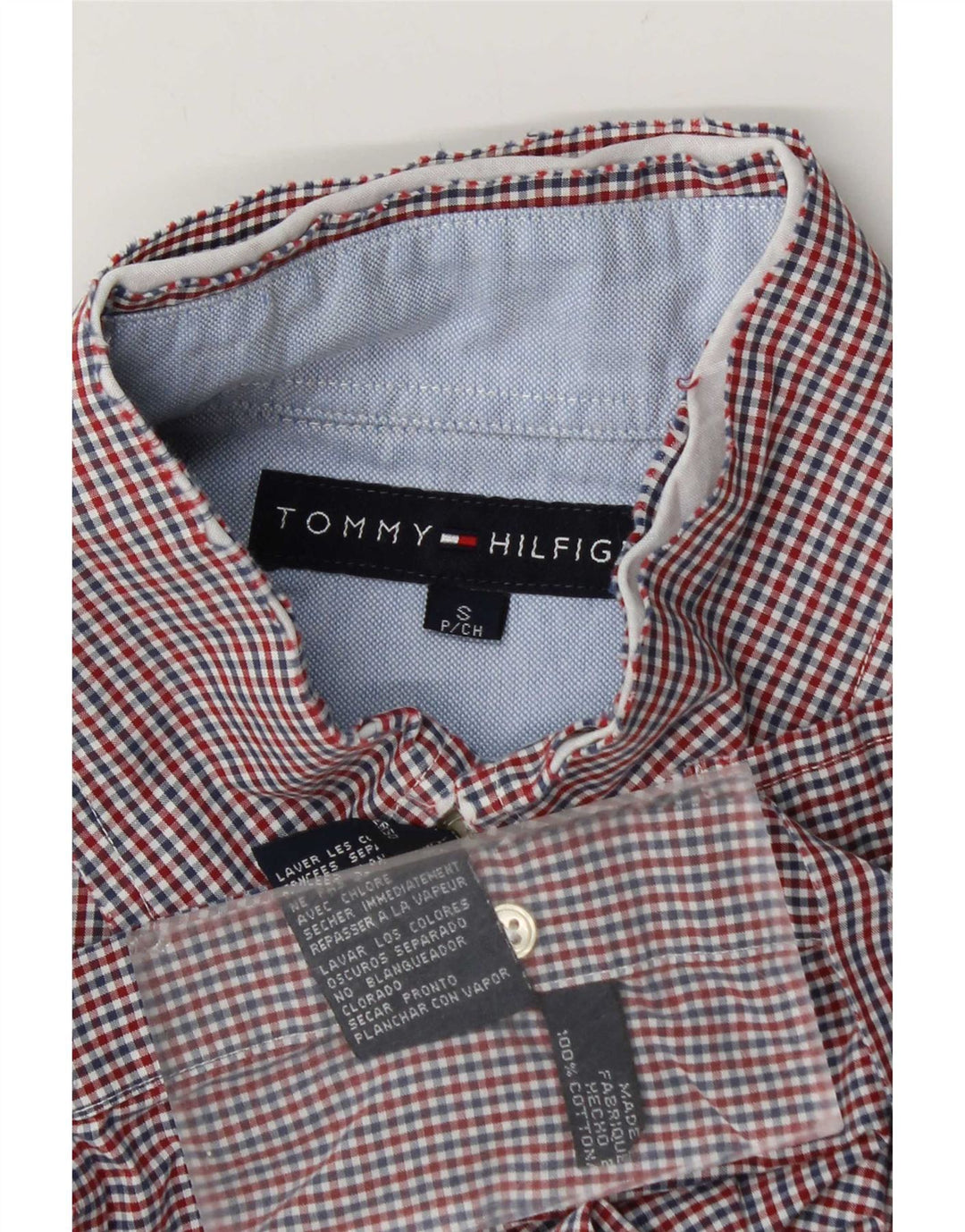 Мужская рубашка Tommy Hilfiger, маленькая красная хлопковая клетка