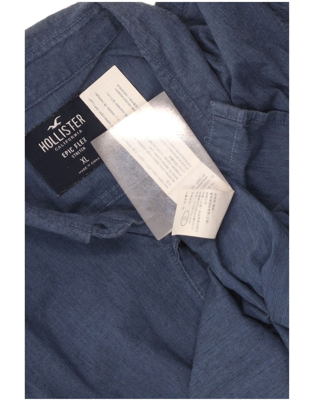 Мужская рубашка Hollister XL, синяя, хлопок