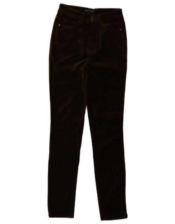 Massimo Dutti Женские бархатные повседневные брюки скинни EU 34 2XS W24 L29 Коричневые