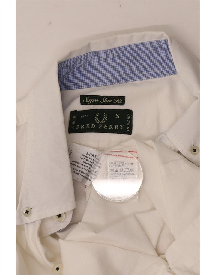 Мужская рубашка супер узкого кроя Fred Perry, маленький белый хлопок