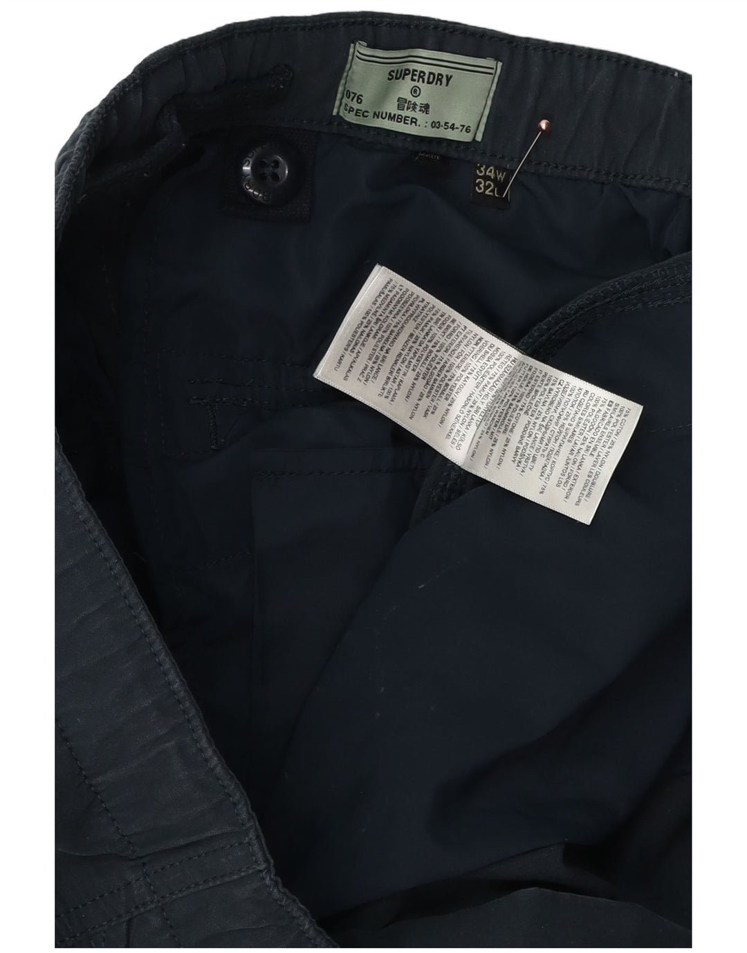 SUPERDRY Мужские зауженные брюки-карго W34 L32 Темно-синие хлопковые