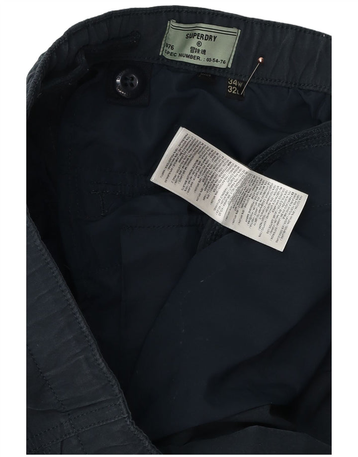 SUPERDRY Мужские зауженные брюки-карго W34 L32 Темно-синие хлопковые
