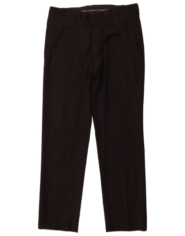 Мужские прямые костюмные брюки ZARA EU 44, большие W34 L31, черные шерстяные