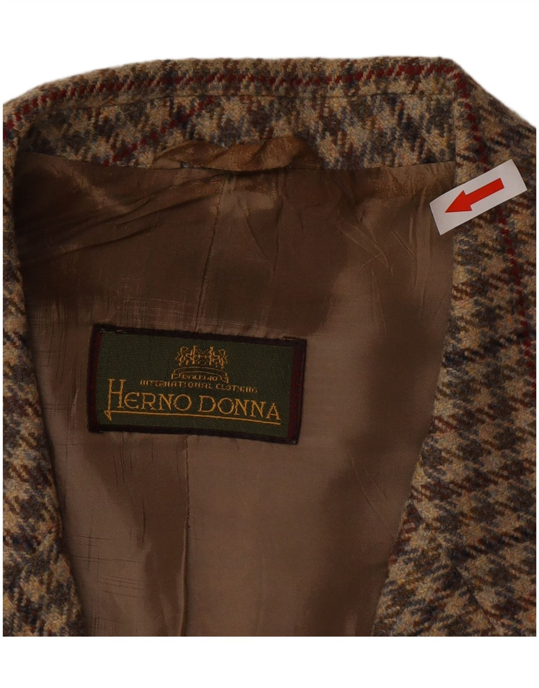 Женский пиджак на двух пуговицах Herno Donna IT 50 XL, коричневый, шерсть с узором «гусиные лапки»