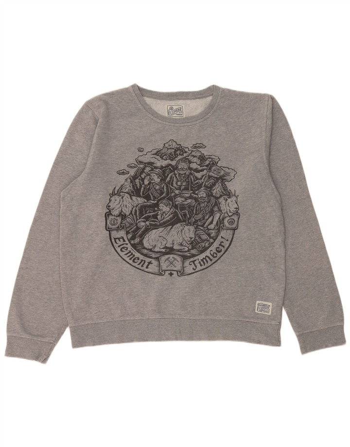 Мужской свитшот с рисунком ELEMENT, большой серый хлопковый джемпер