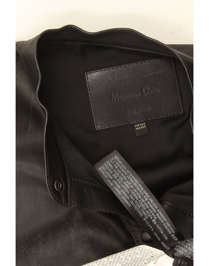 Женская кожаная рубашка оверсайз Massimo Dutti UK 6 XS черная кожа