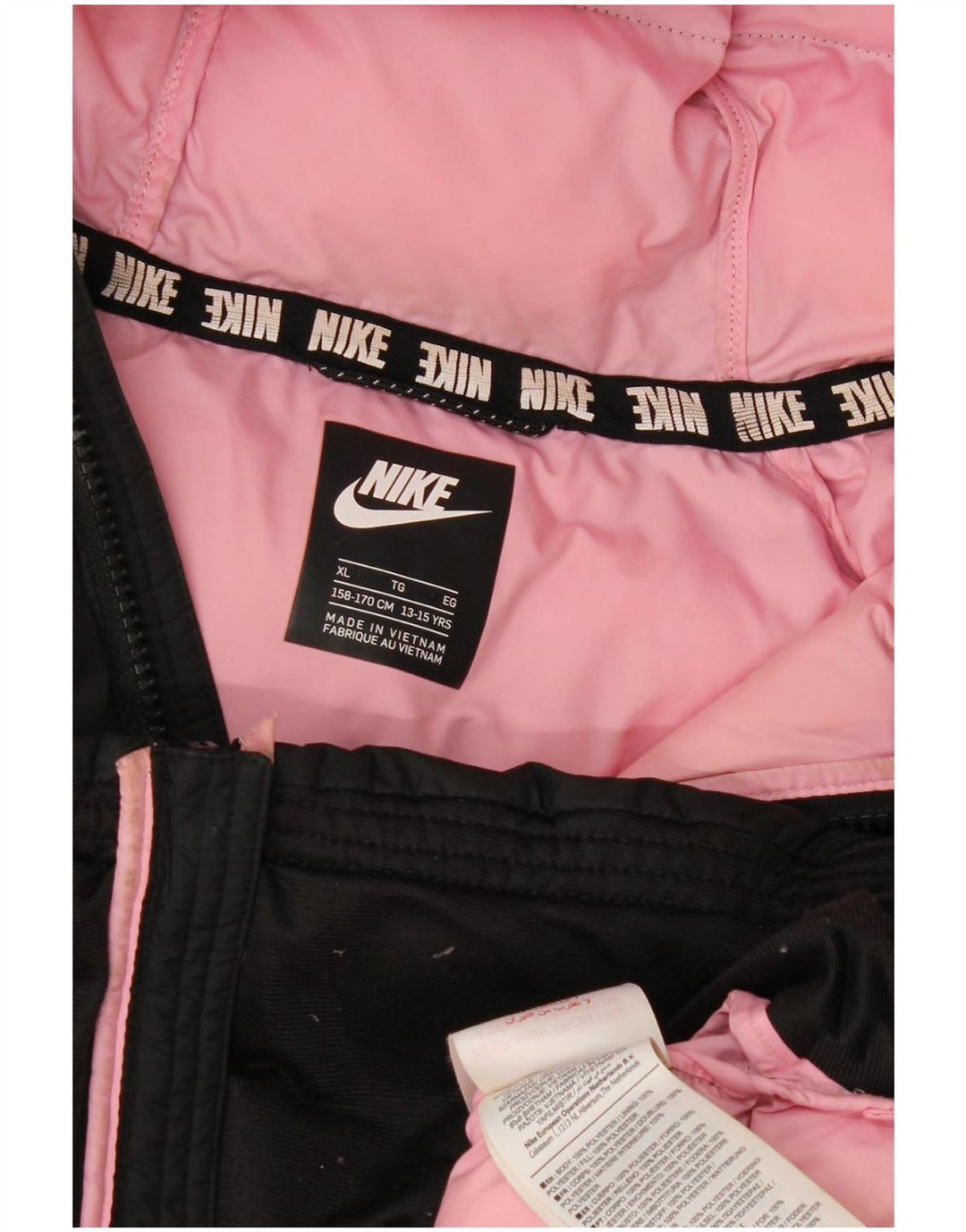 Утепленная куртка с капюшоном Nike для девочек 13–14 лет XL, черный полиэстер