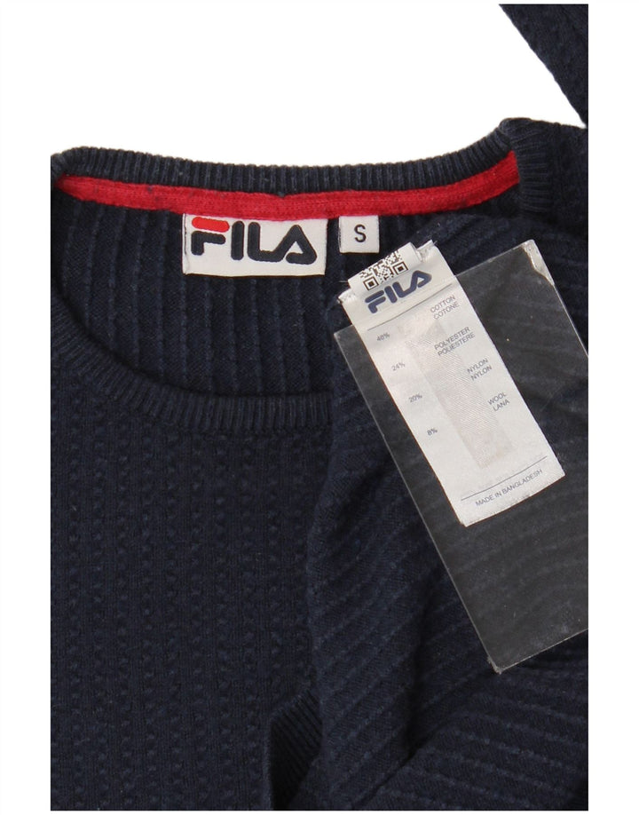 Мужской джемпер с круглым вырезом Fila, маленький темно-синий, хлопковый