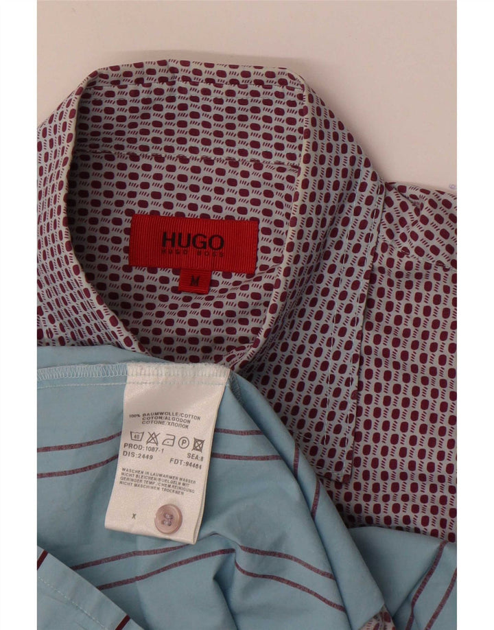 Мужская рубашка Hugo Boss в хлопковую полоску синего цвета