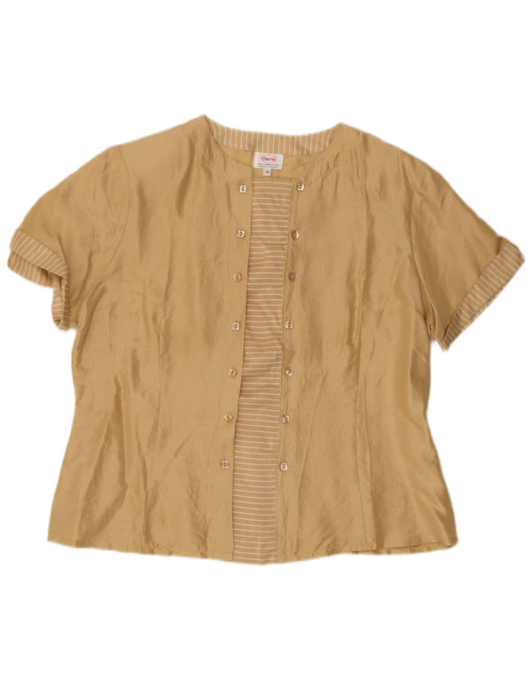 CHERIE Womens Blouse Top IT 46 Large Beige Silk
