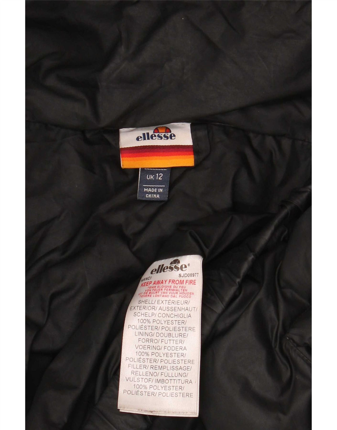 Женская утепленная куртка оверсайз с капюшоном Ellesse UK 12, средний черный полиэстер