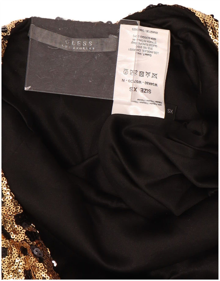 GUESS Женское облегающее платье с длинными рукавами и пайетками UK 6 XS Золото с геометрическим рисунком