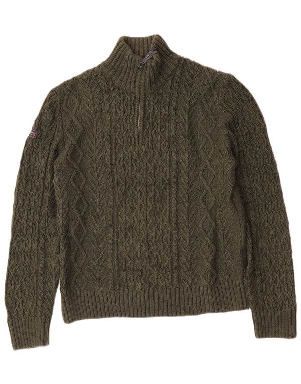 Мужской свитер с воротником на молнии Superdry XL, зеленый акрил