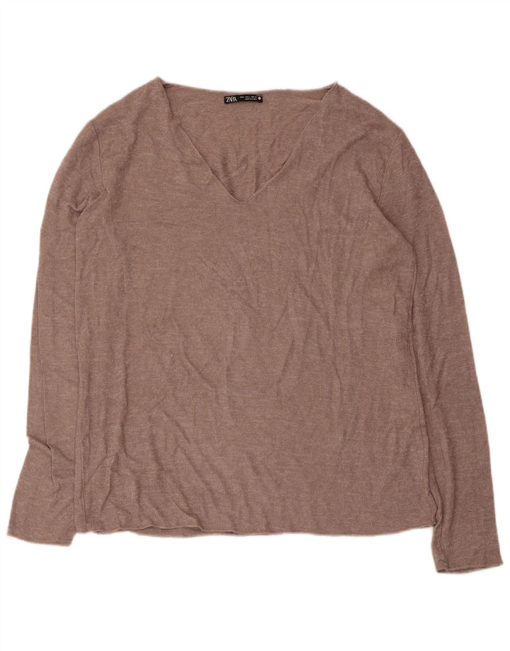 Женская блузка Zara Top UK 14, большая коричневая вискоза