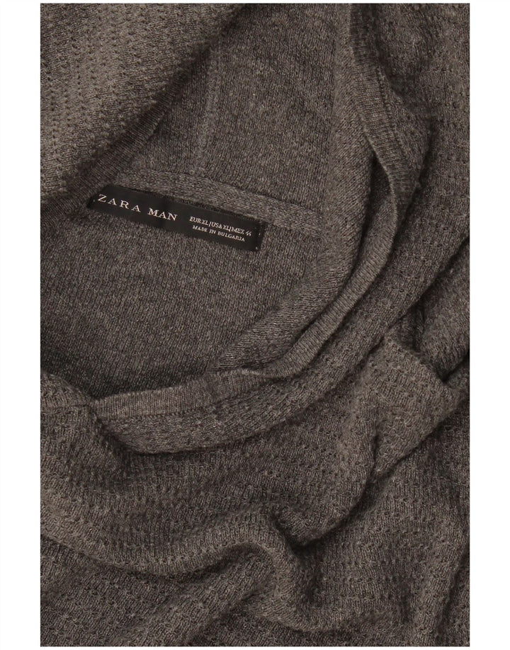 Мужской свитер с капюшоном Zara XL, серый