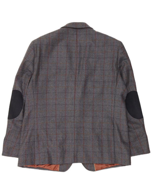 Мужской пиджак Woolrich на 2 пуговицах, Великобритания 48, 4XL, серая шерстяная клетка в клетку