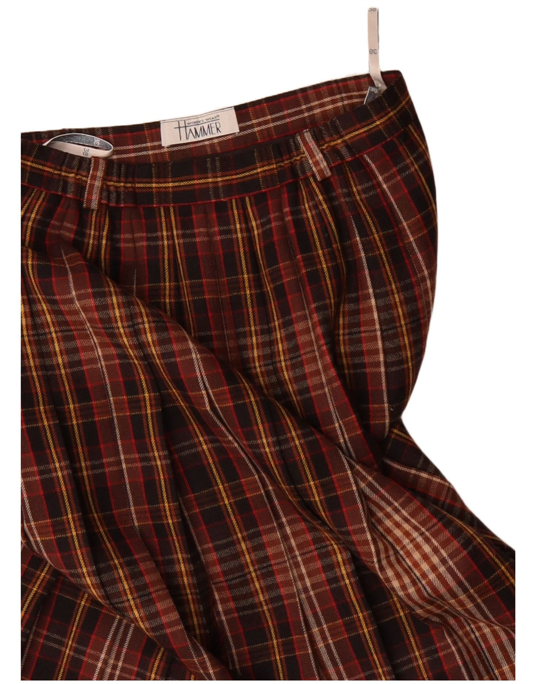 Женская плиссированная юбка с завышенной талией Hammer IT 38 XS W26 Коричневая шерсть в клетку