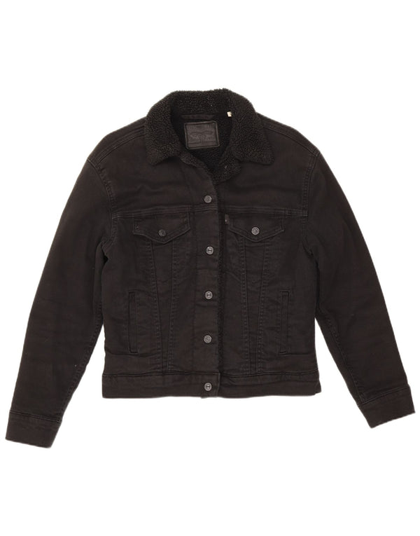 Женская джинсовая куртка Levi's из шерпа UK 6 XS, черный хлопок