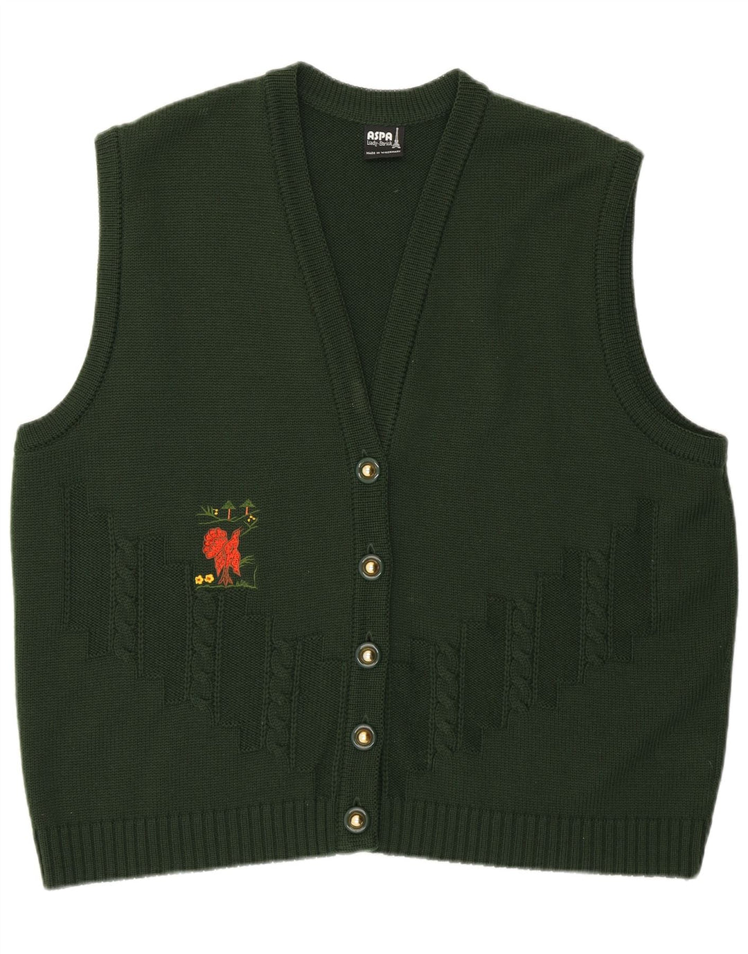 Женский кардиган без рукавов с рисунком Aspa, цвет EU 46 XL, зеленый полиакрил