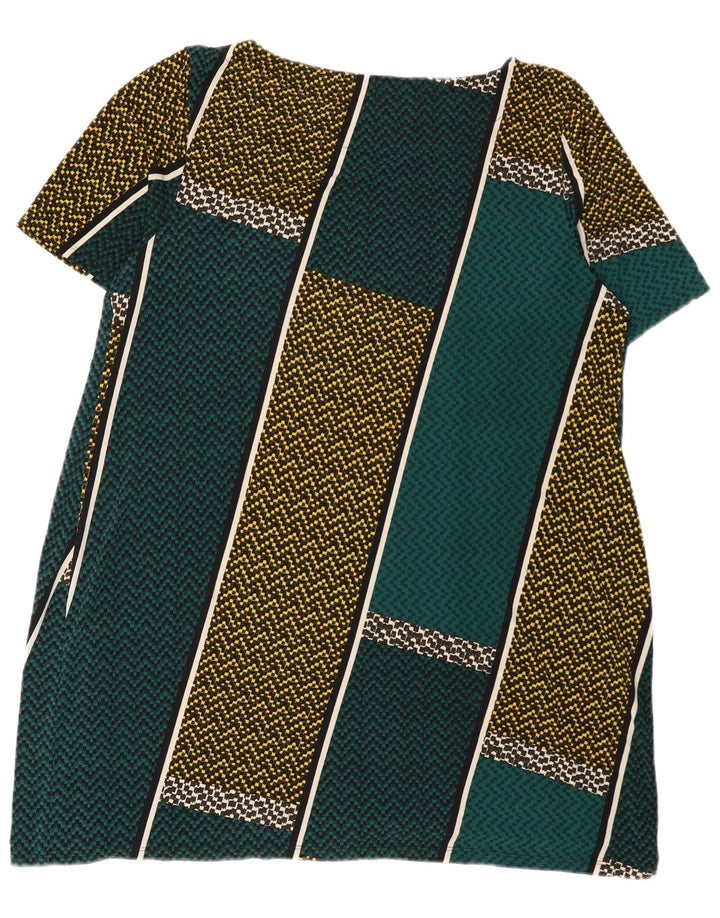Женское платье прямого кроя Marks & Spencer, Великобритания, 22, 3XL, зеленое, полиэстер с цветными блоками