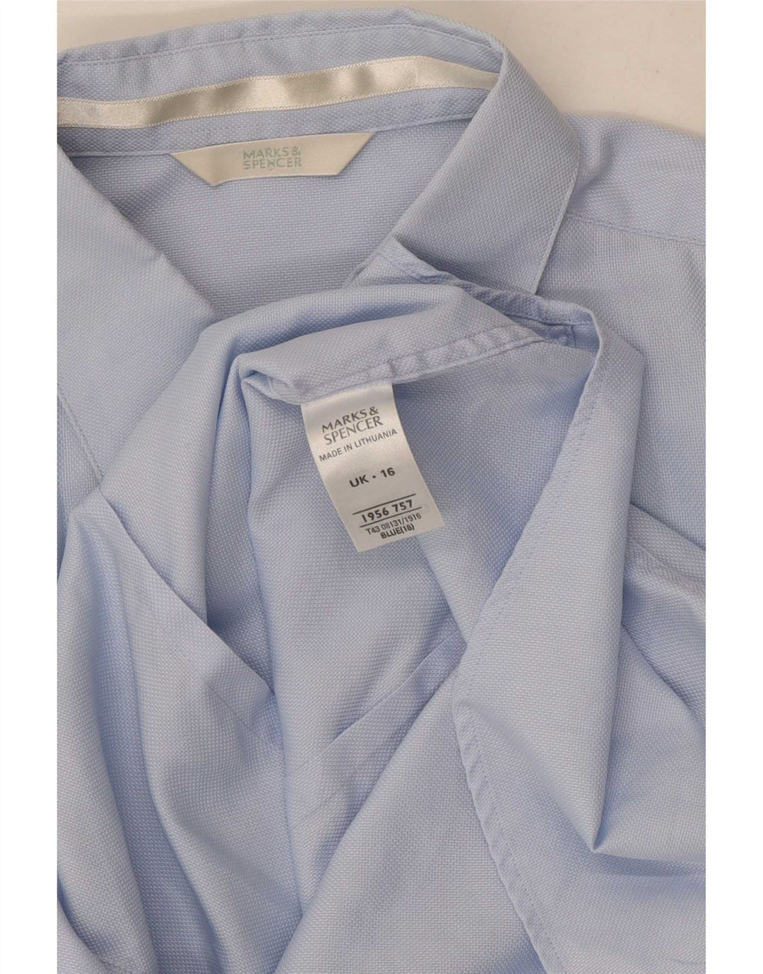 Женская деловая рубашка Marks & Spencer UK16, большая синяя хлопковая ткань