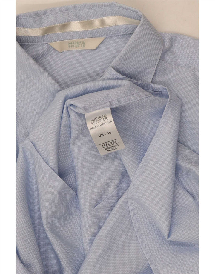 Женская деловая рубашка Marks & Spencer UK16, большая синяя хлопковая ткань