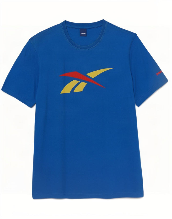 Мужская футболка с рисунком Reebok XL, синяя, хлопок