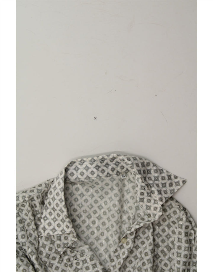 VINTAGE Womens Shirt IT 44 Medium Grey Geometric Vintage Vintage and Second-Hand Vintage from Messina Hembry 
