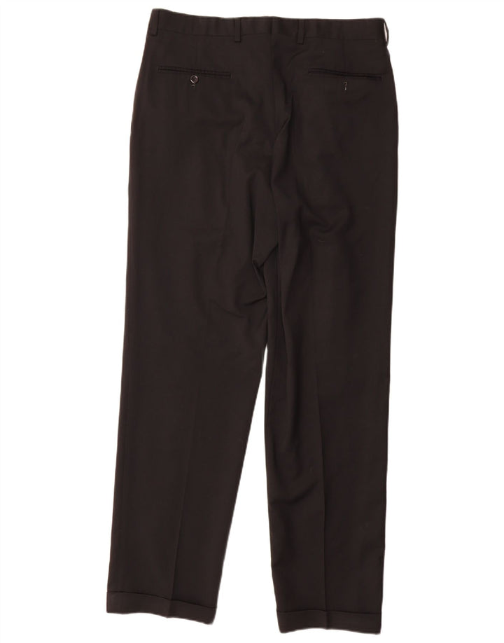 Мужские костюмные брюки Marks & Spencer W34 L31 черные шерстяные