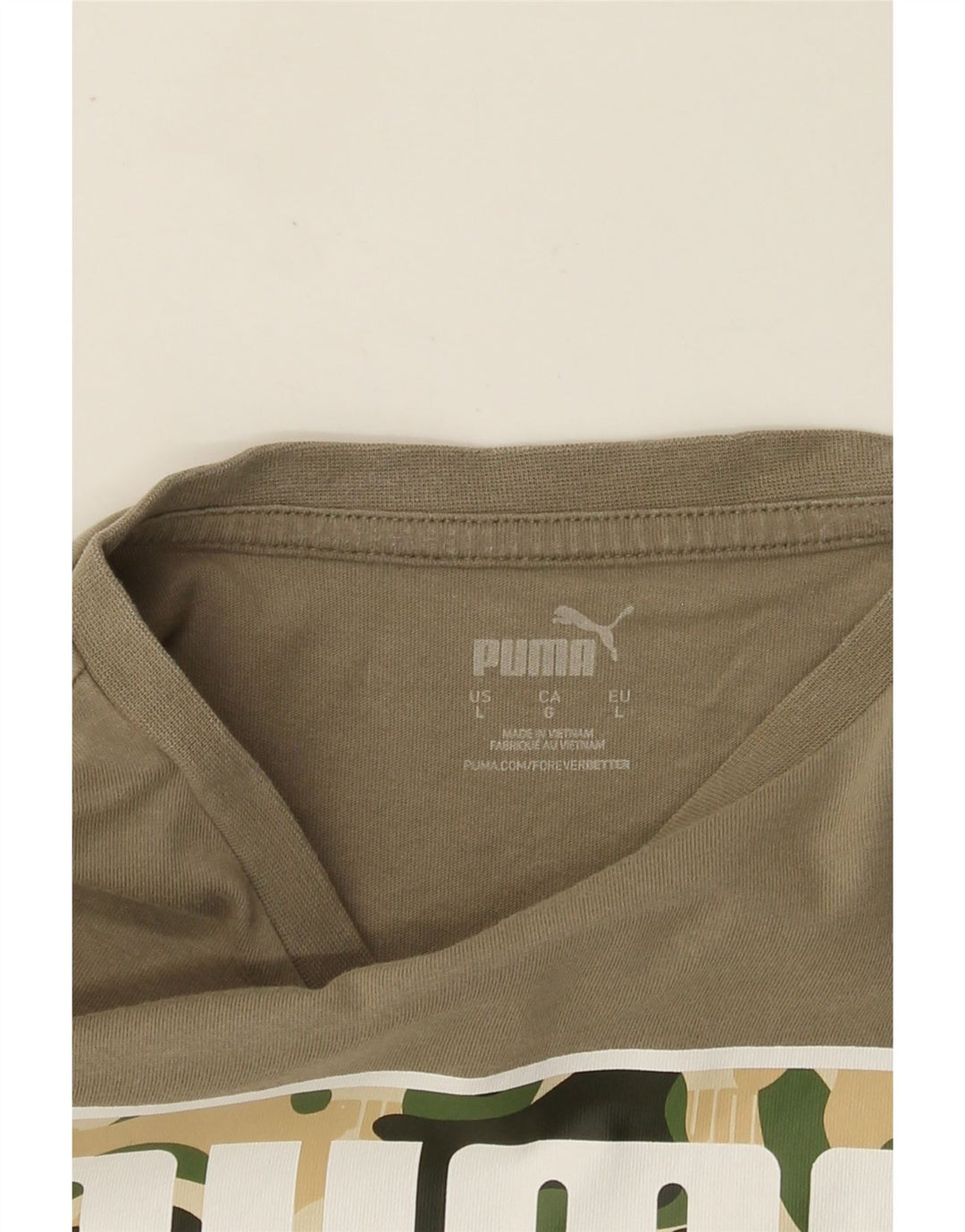Мужская футболка с рисунком PUMA, цвет хаки, большой размер