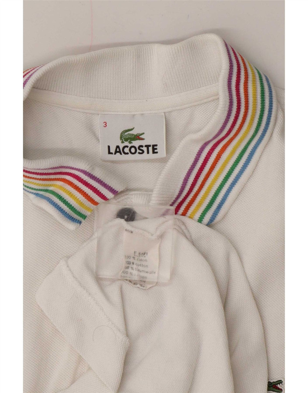 Мужская рубашка-поло Lacoste, размер 3, маленькая, белый хлопок