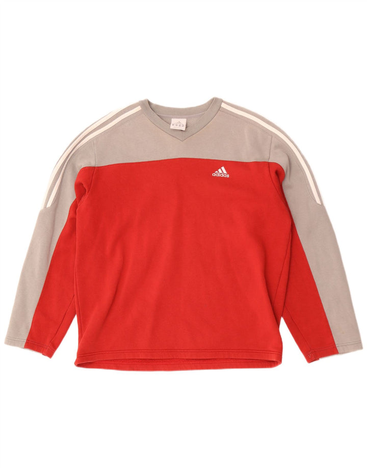 Мужской свитер Adidas UKI 38/40, средний красный, хлопок с цветными блоками