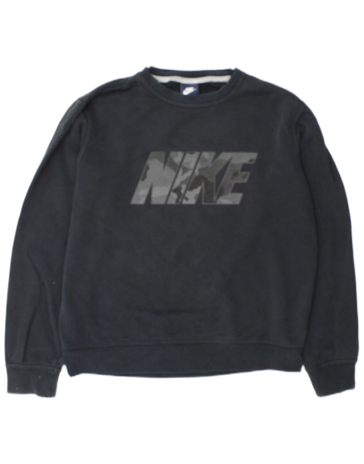Мужской свитшот с рисунком Nike, хлопковый джемпер среднего серого цвета