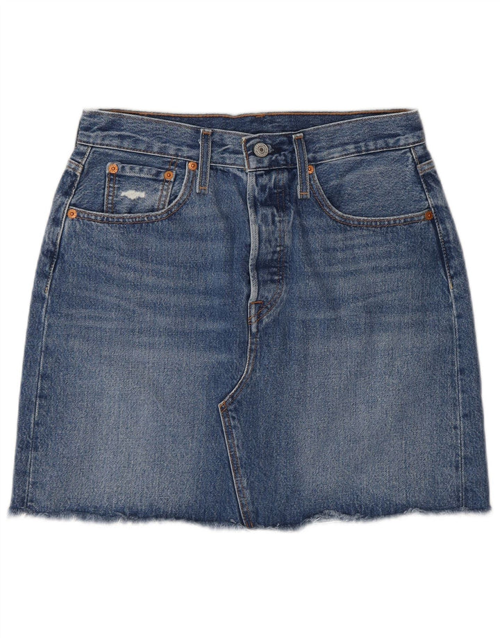 Женская джинсовая юбка Levi's W28, хлопок среднего синего цвета