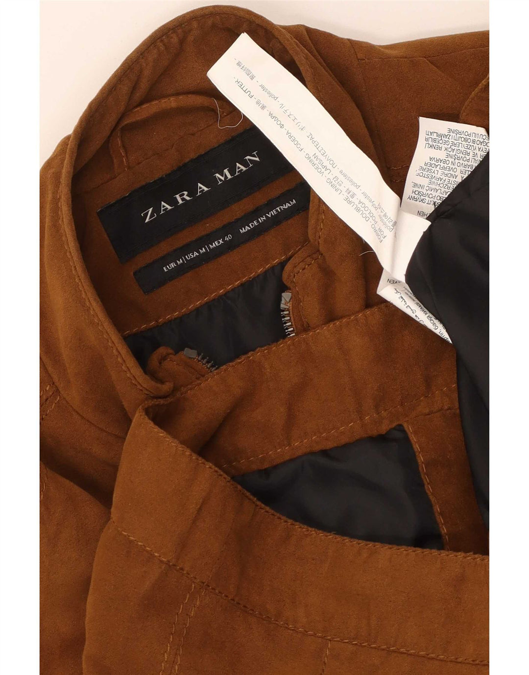 Мужская куртка-бомбер Zara UK 38, средний коричневый полиэстер