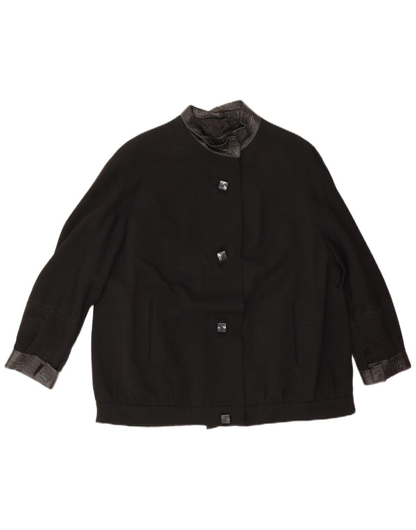 Винтажная женская куртка-бомбер UK 18 XL, черная с цветными блоками