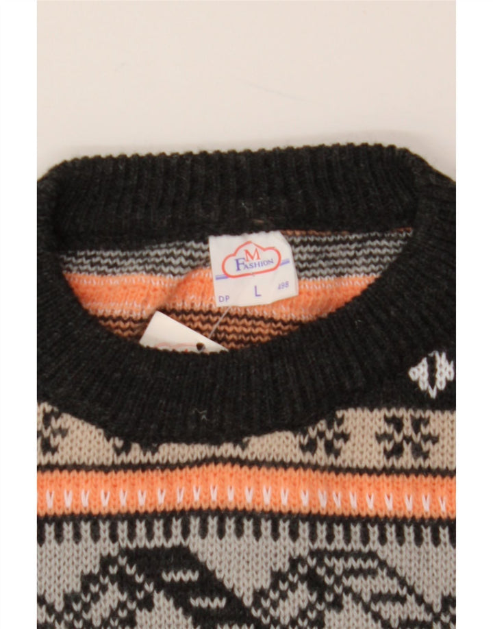 ВИНТАЖНЫЙ женский джемпер с круглым вырезом, Великобритания, 16, большой, разноцветный