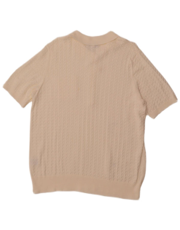 MONA Женский джемпер с короткими рукавами и воротником-поло EU 48 2XL Off White