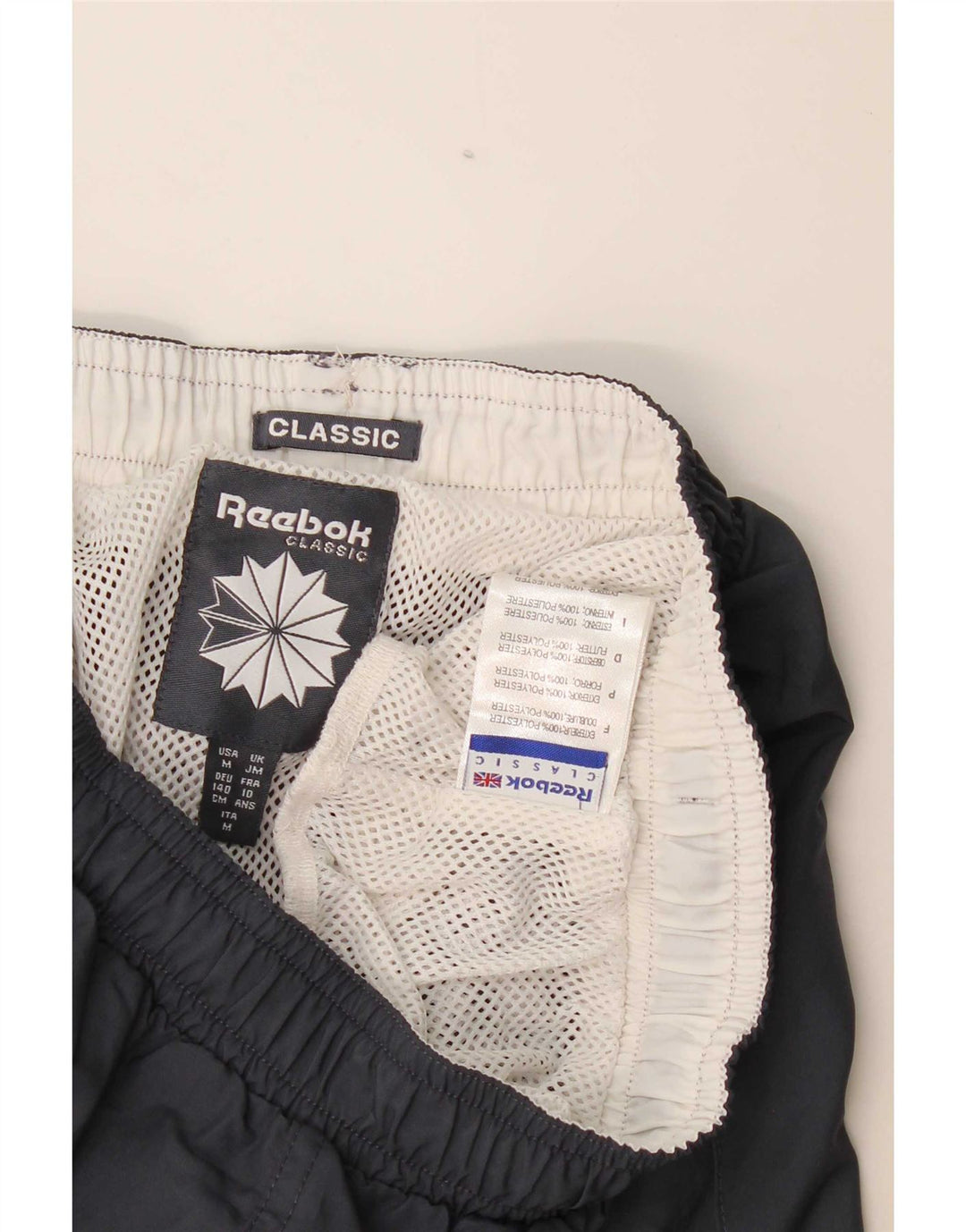 Классические спортивные шорты с рисунком Reebok для мальчиков 9–10 лет, серый полиэстер
