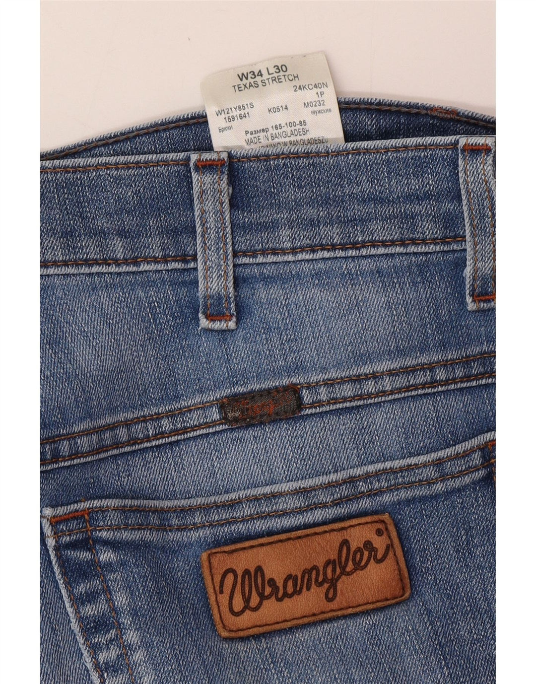 Мужские прямые джинсы WRANGLER техасский стрейч W34 L30, синий хлопок