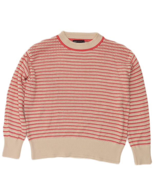 Marks & Spencer Womens Boat Neck Jumper Sweater UK 14 Medium Pink Striped