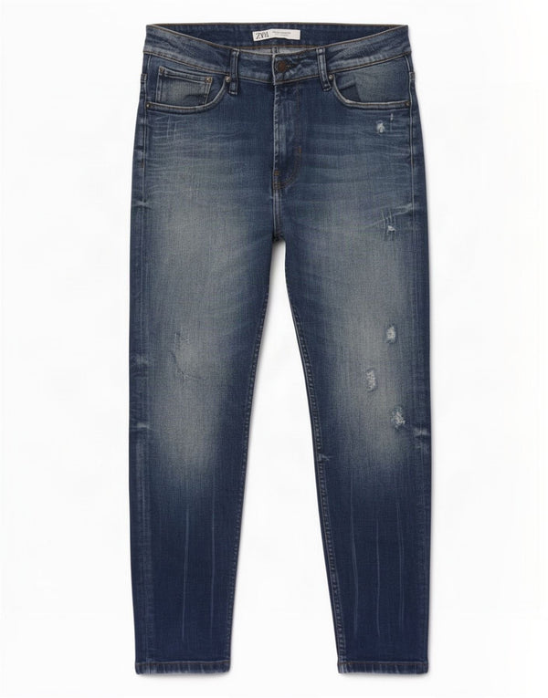 Мужские потертые джинсы скинни Zara EU 42, большие W32 L26, синие, хлопок