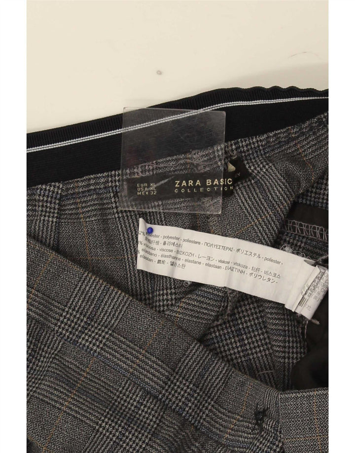 Женские узкие брюки чинос Zara XL W32 L27, серые, полиэстер в клетку