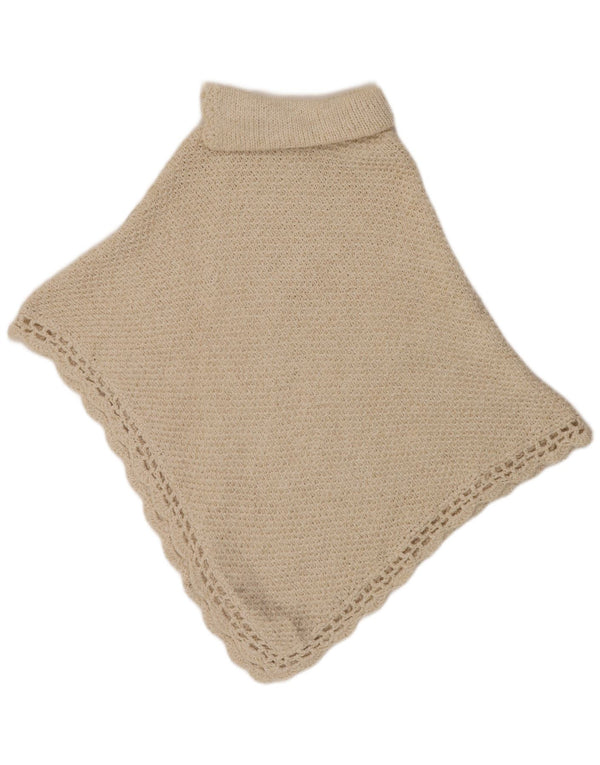 ВИНТАЖНЫЙ женский джемпер-пончо с высоким воротником, один размер, белая шерсть