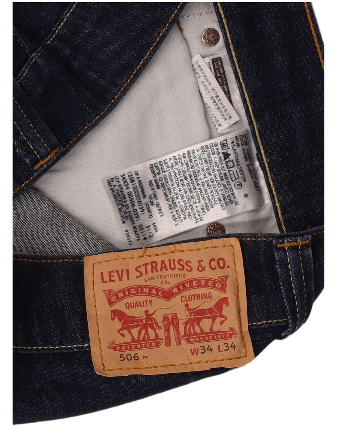 Мужские прямые джинсы Levi's 506 W34 L34 темно-синие, хлопок
