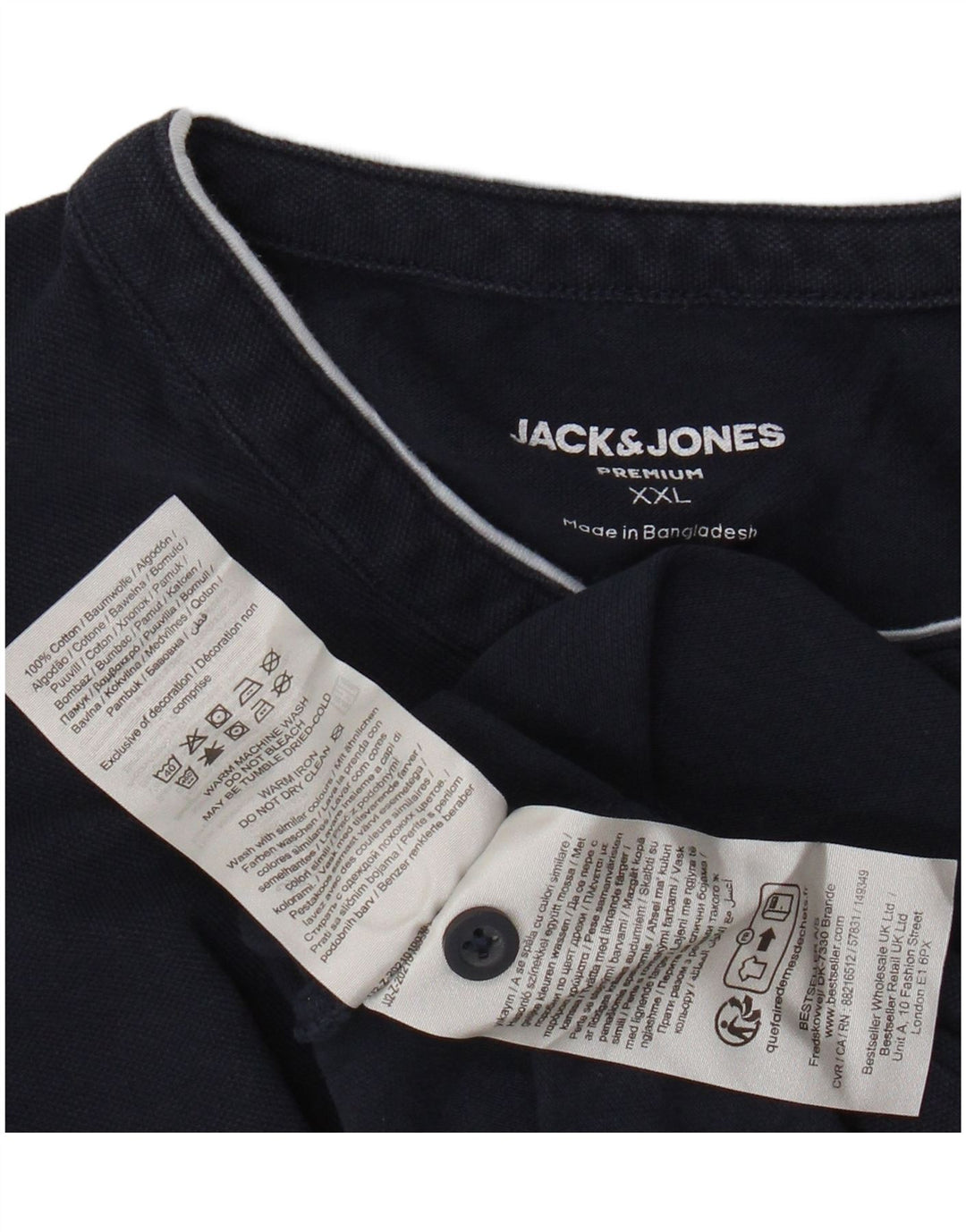 Мужская рубашка поло JACK & JONES 2XL темно-синяя, хлопок