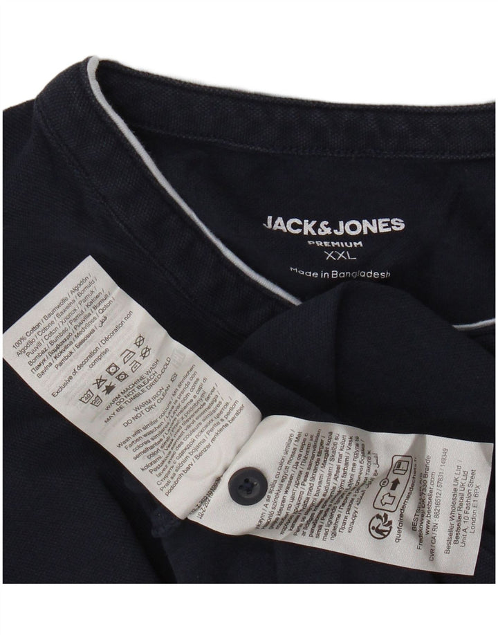 Мужская рубашка поло JACK & JONES 2XL темно-синяя, хлопок