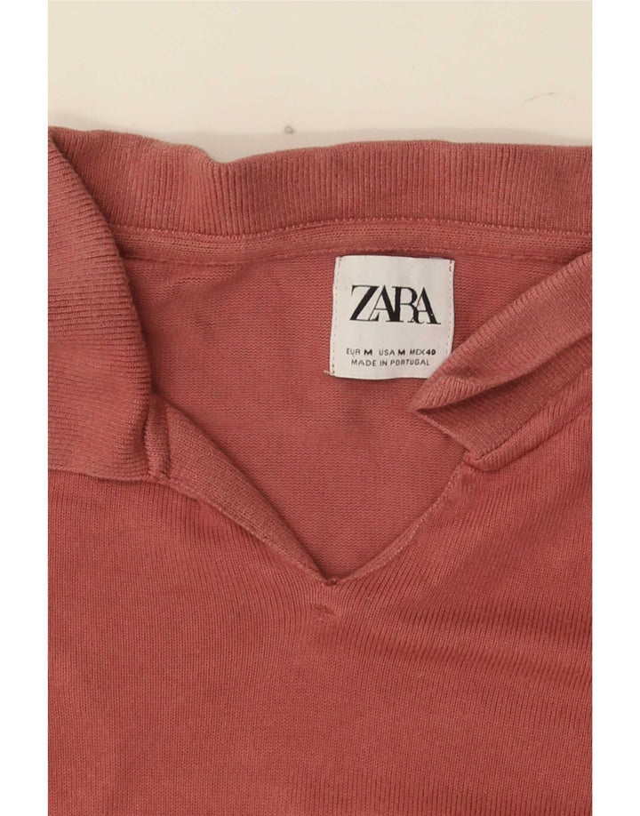 Женская рубашка поло Zara UK 12, средний розовый