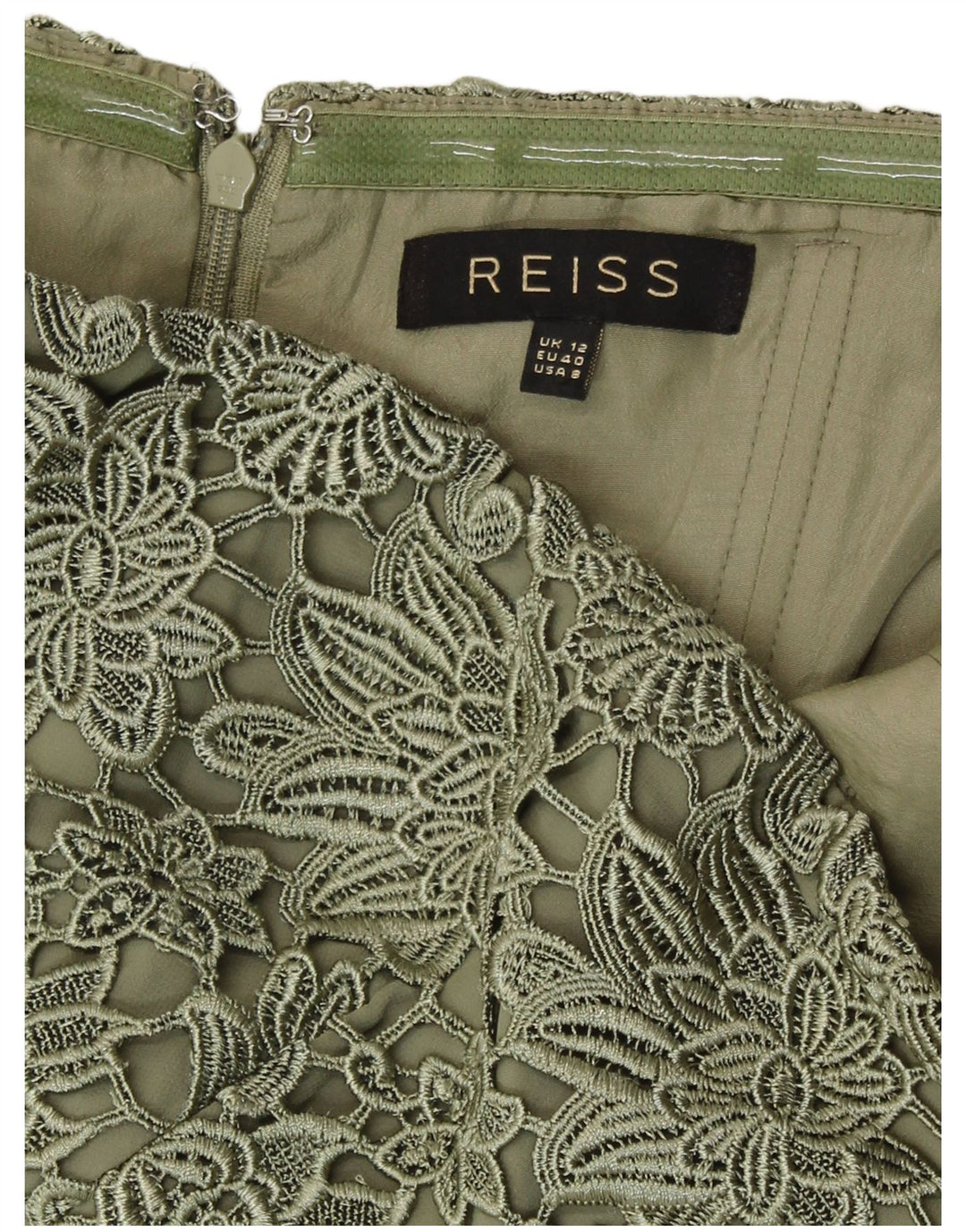 Женское платье без бретелек Reiss UK 12, полиэстер среднего зеленого цвета с цветочным принтом